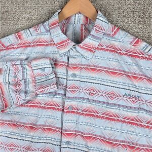Ariat Tek Men's Long Sleeve Button Up Shirt Aztec Print Blue Vented Cooling